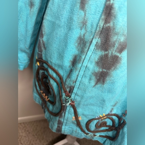 Bleu Bayou Be Happy Blue Hipster Western Button Down Embroidered Shirt size L - Picture 4 of 9